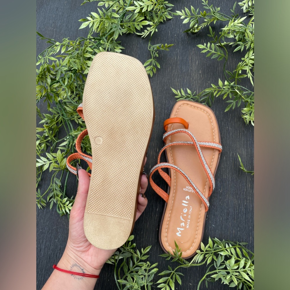 Embellished Orange Sandals. - Picture 2 of 6